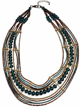 Vintage Amazonite Chip Bead Necklace Light Blue Stone Single Strand 17 Inch